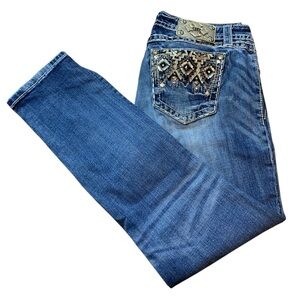 Miss Me Signature Skinny Jeans Embellished Aztec Bling - Size 29 x 30